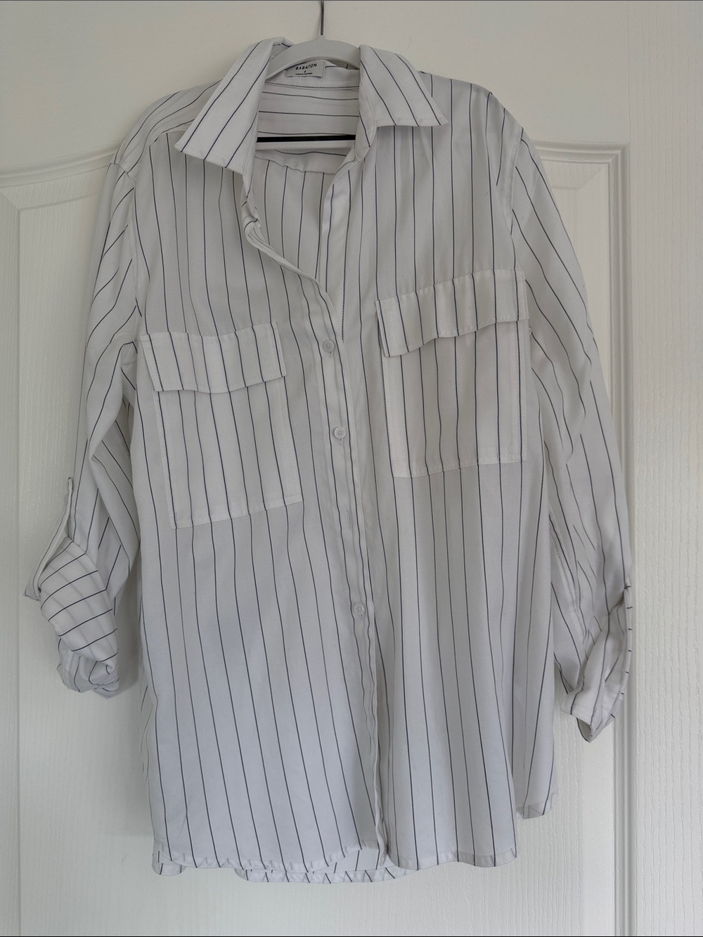 Babaton White and black striped Oversized Button Up Shirt
